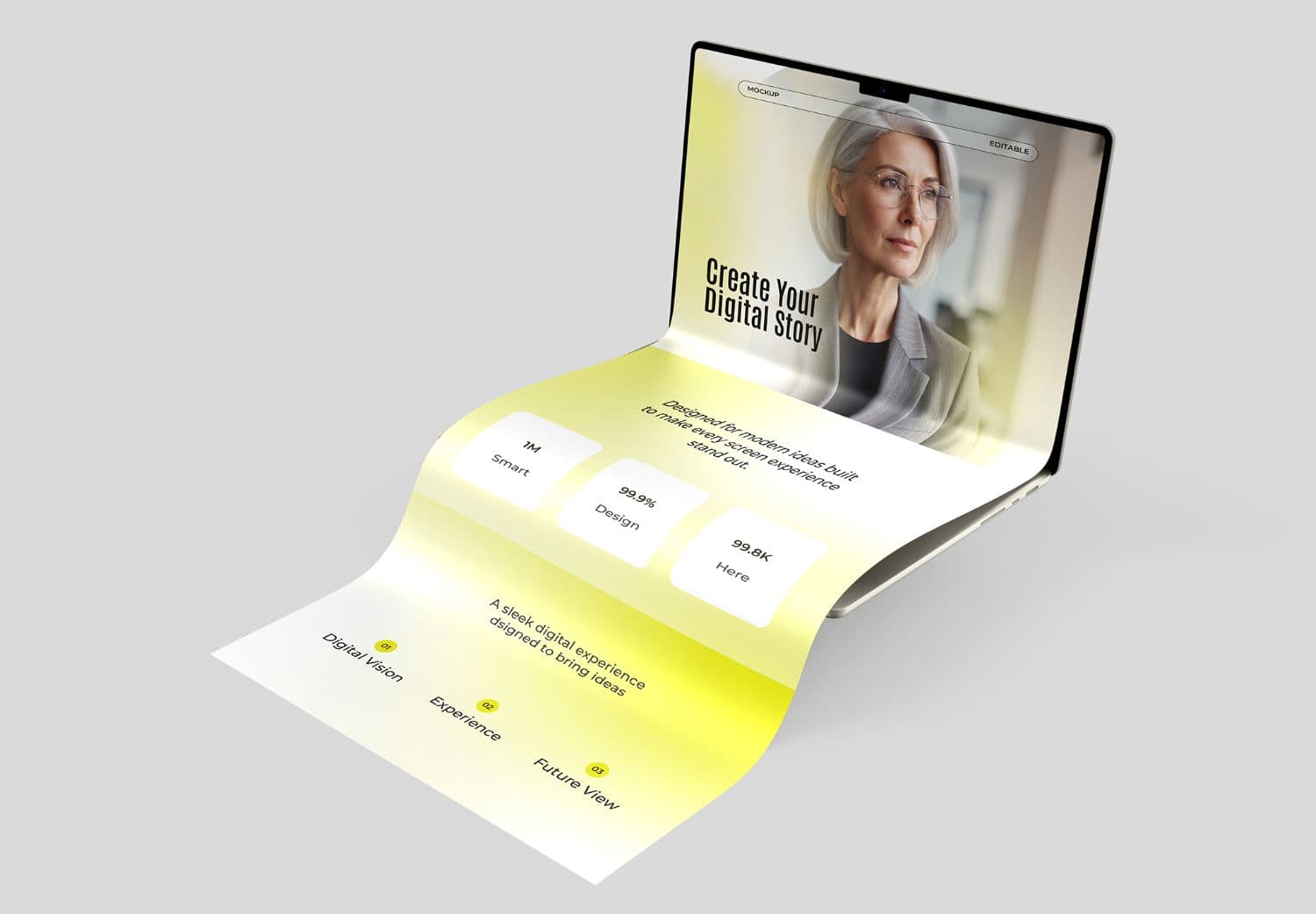 Long Scroll Laptop Mockup for Website and Landing Page Presentation