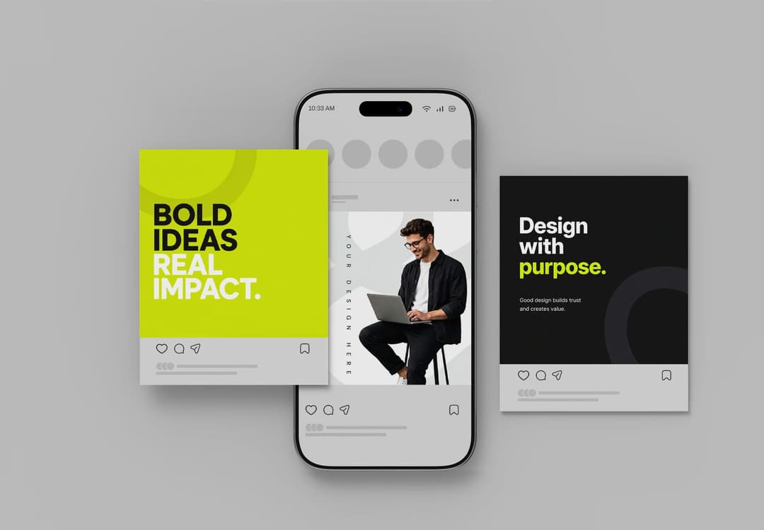 Modern Instagram Post Mockup with Multiple Post Layouts