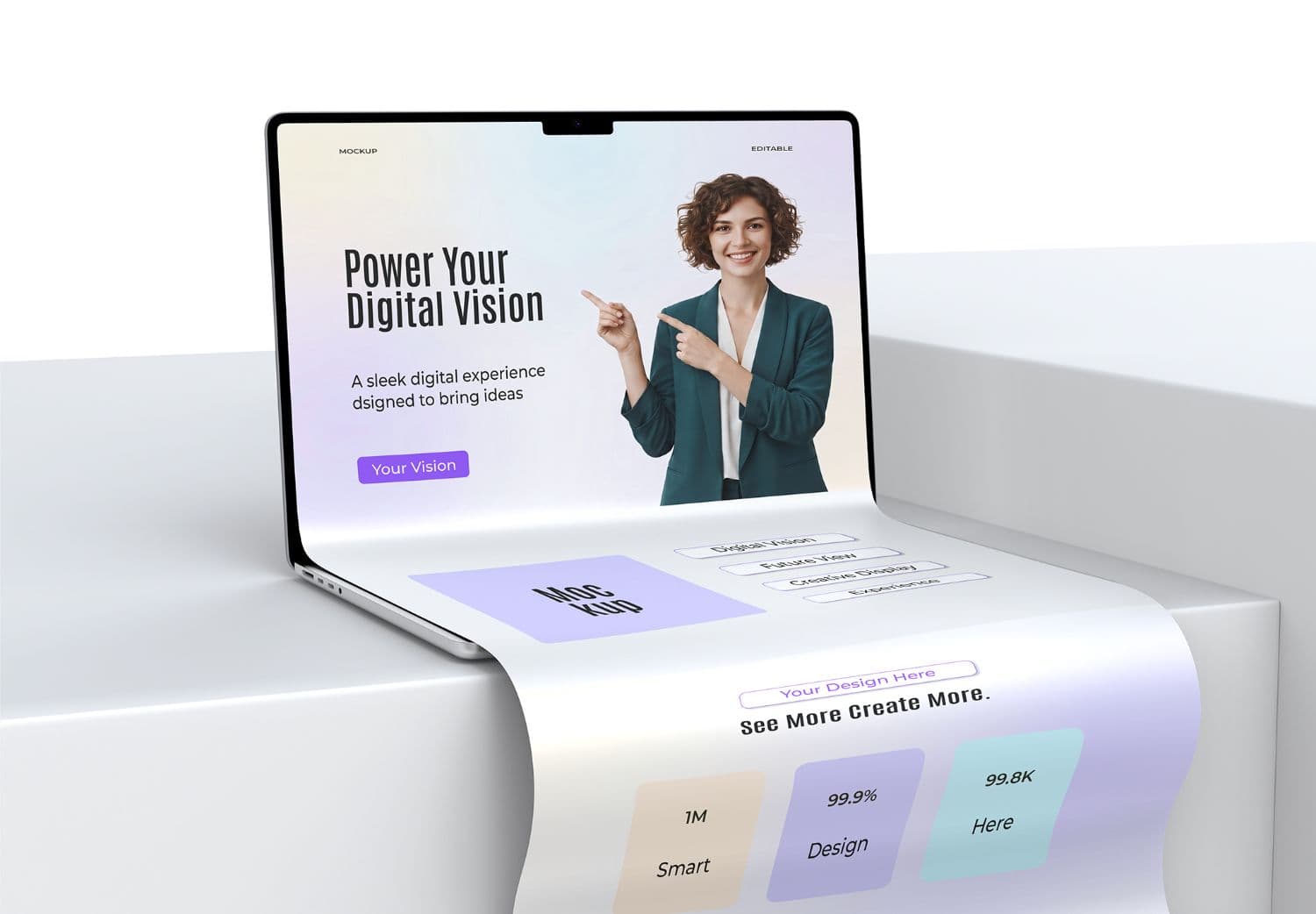 Extended Laptop Long Scroll Mockup for Website Presentation