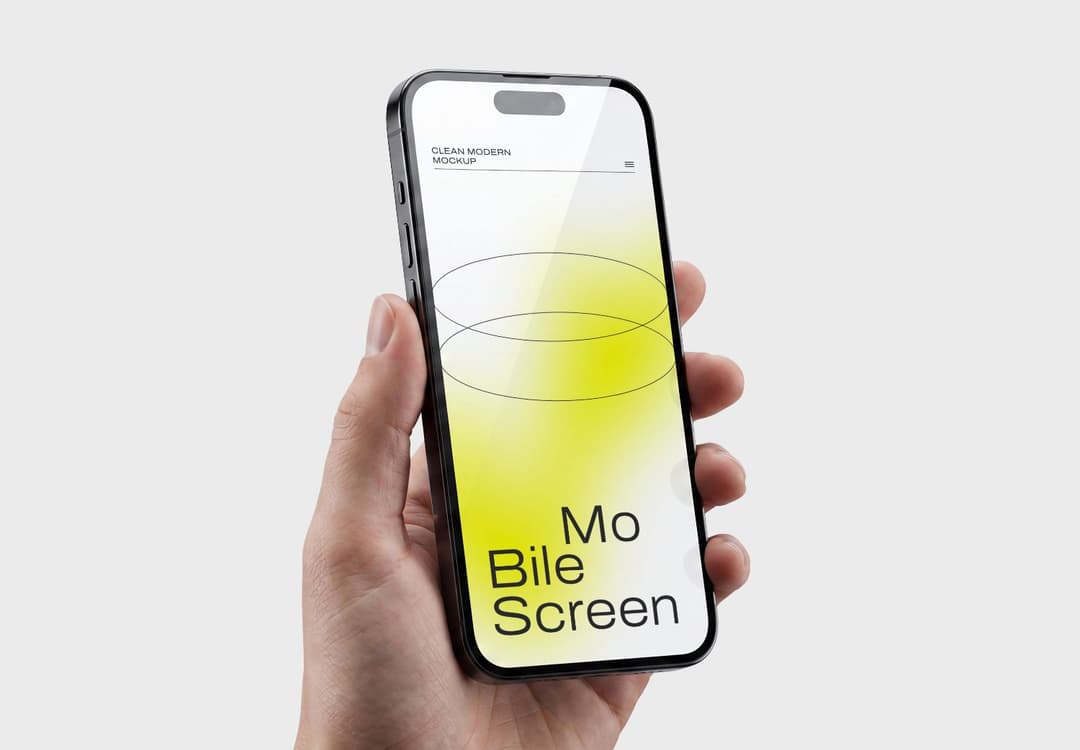 Realistic Hand Holding Mobile Screen Mockup PSD