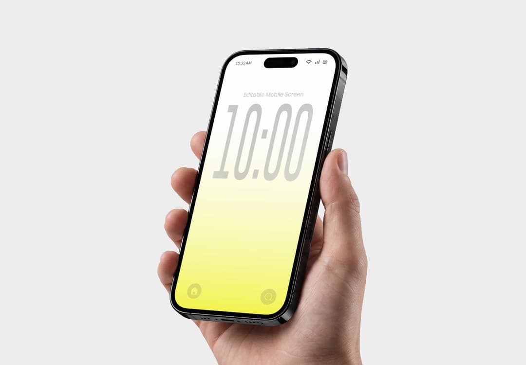 Handheld Mobile Phone Mockup PSD