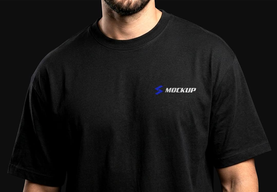 Men's Black T-Shirt Mockup