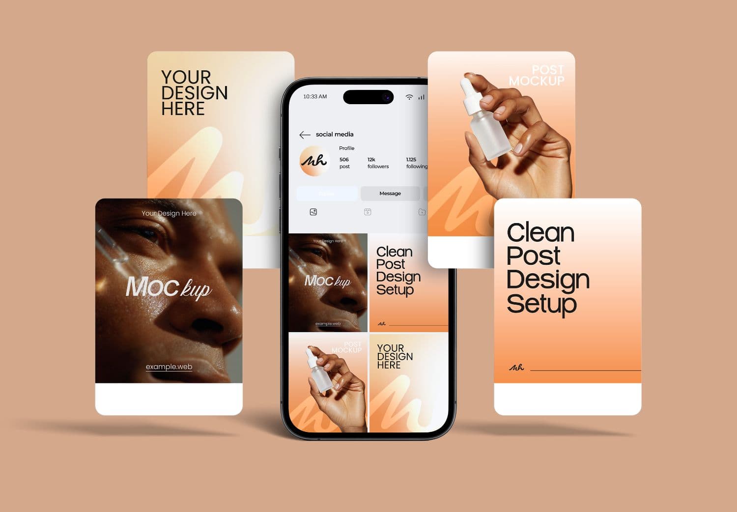 Social Media Post Mockup with Smartphone