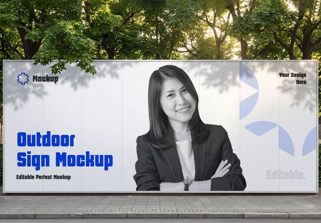 Realistic Outdoor Advertising Billboard Mockup