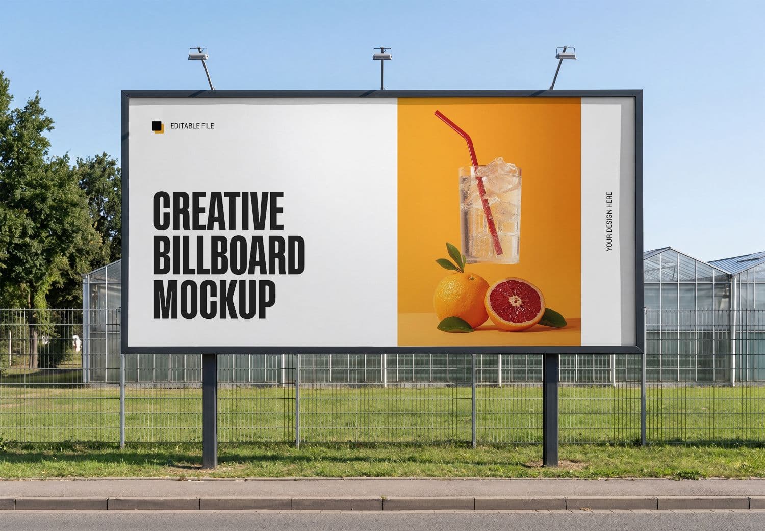 Outdoor Roadside Billboard Advertising Mockup