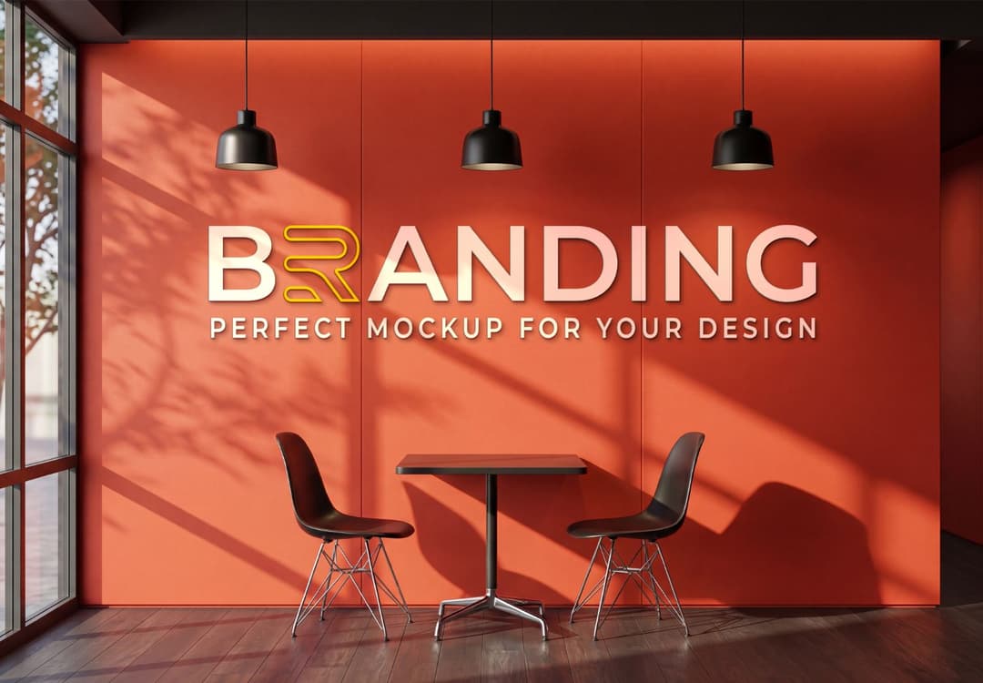 Modern Indoor Wall Branding Mockup for Logo and Signage Design