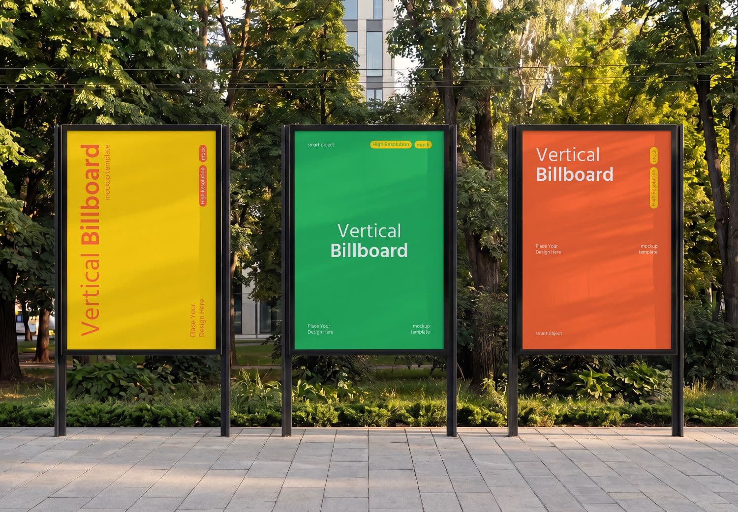 Outdoor Vertical Advertising Billboard Mockup | MockupHive