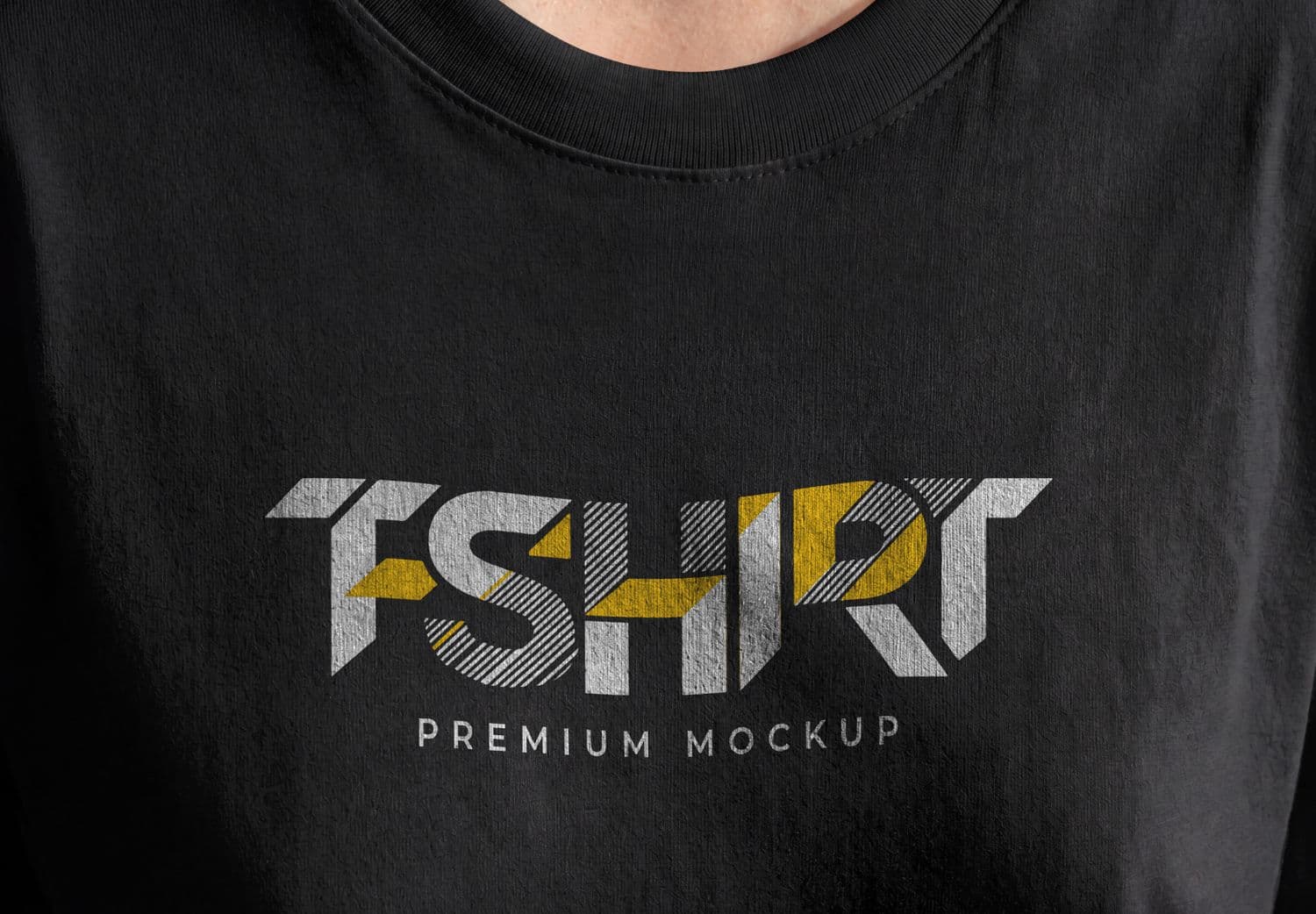 Realistic Black T-Shirt Print Mockup for Logo and Typography Presentation