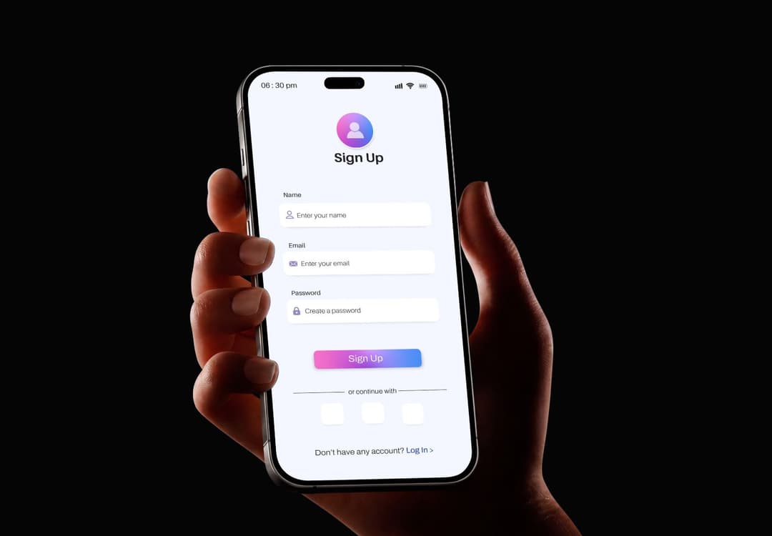 Realistic Hand Holding Mobile Screen Mockup