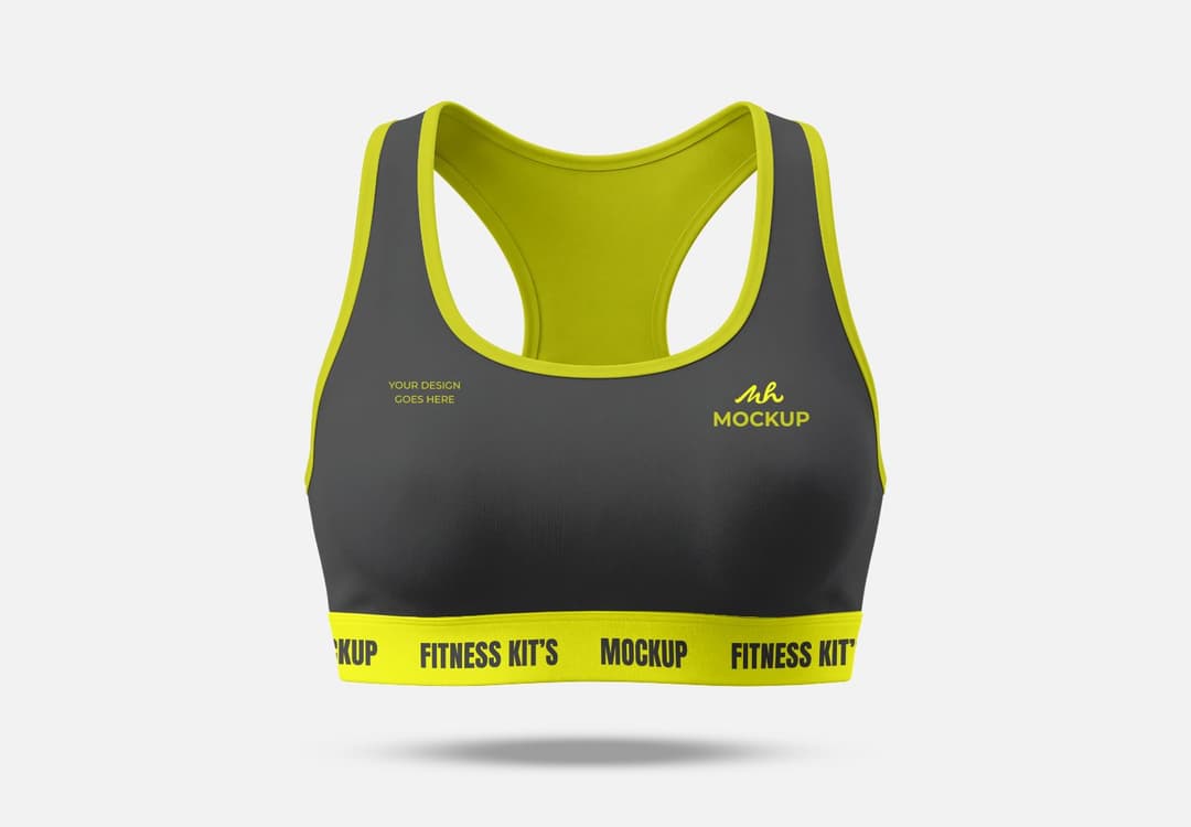 Black and Neon Yellow Sports Fitness Kits Mockup for Fitness Apparel Branding