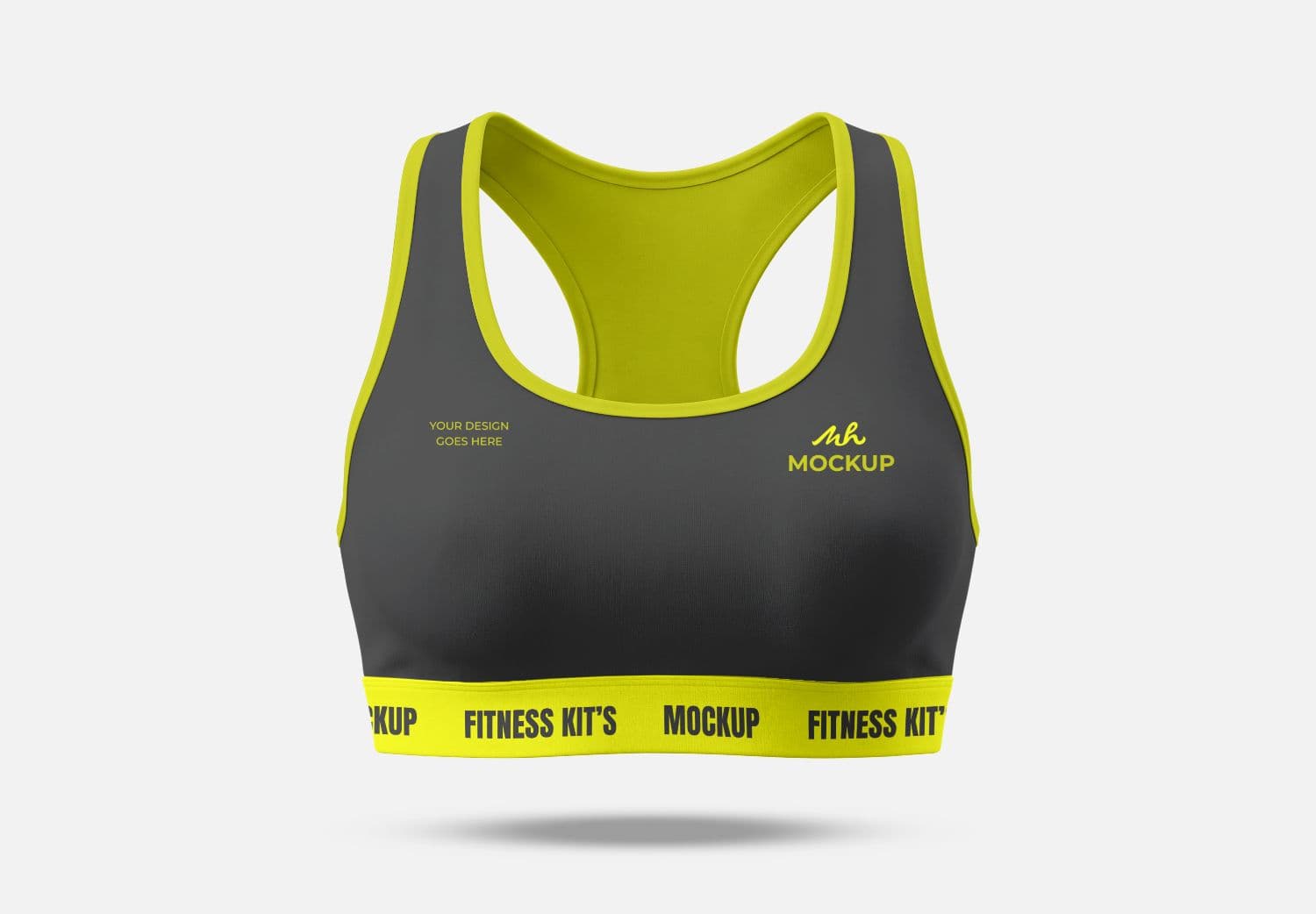 Black and Neon Yellow Sports Fitness Kits Mockup for Fitness Apparel Branding