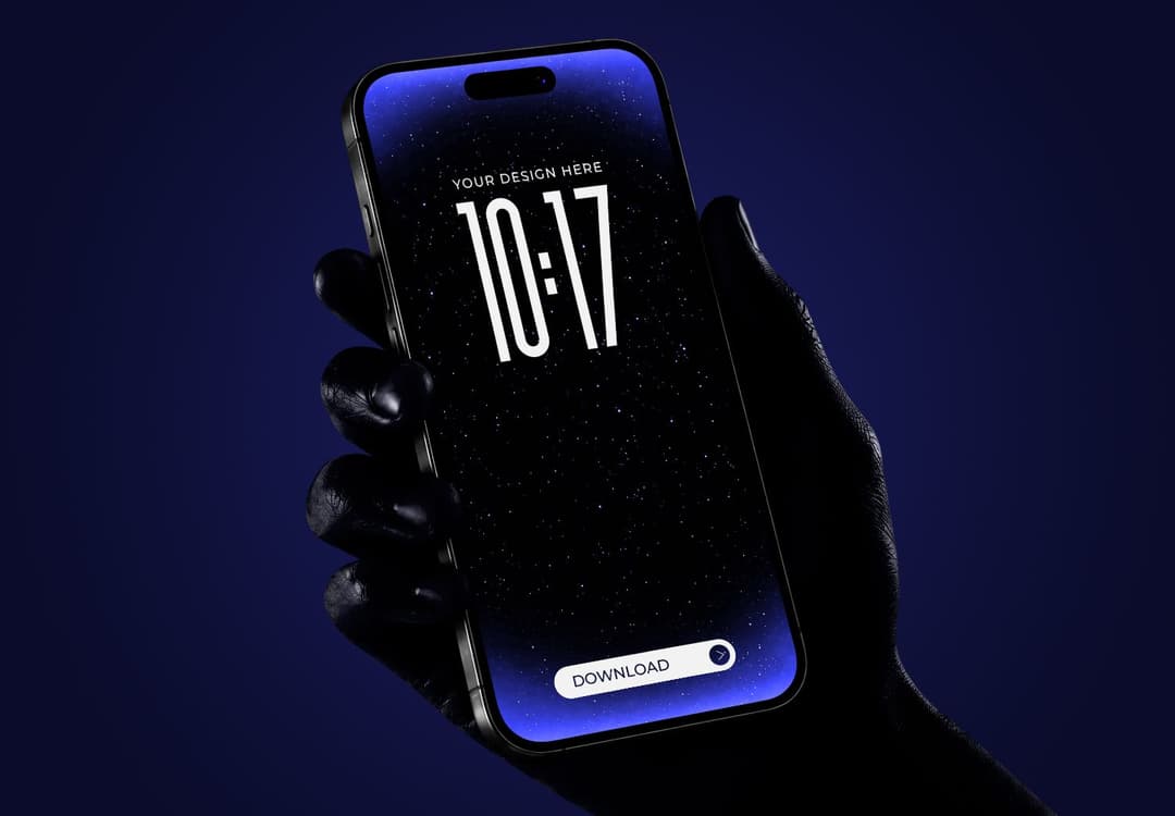 Dramatic Handheld Smartphone Screen Mockup