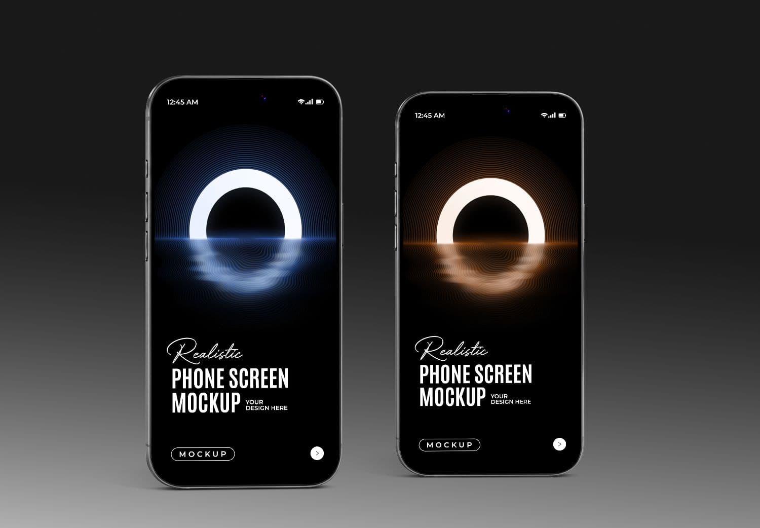 Dual Smartphone Screen Mockup with Dark Minimal Display