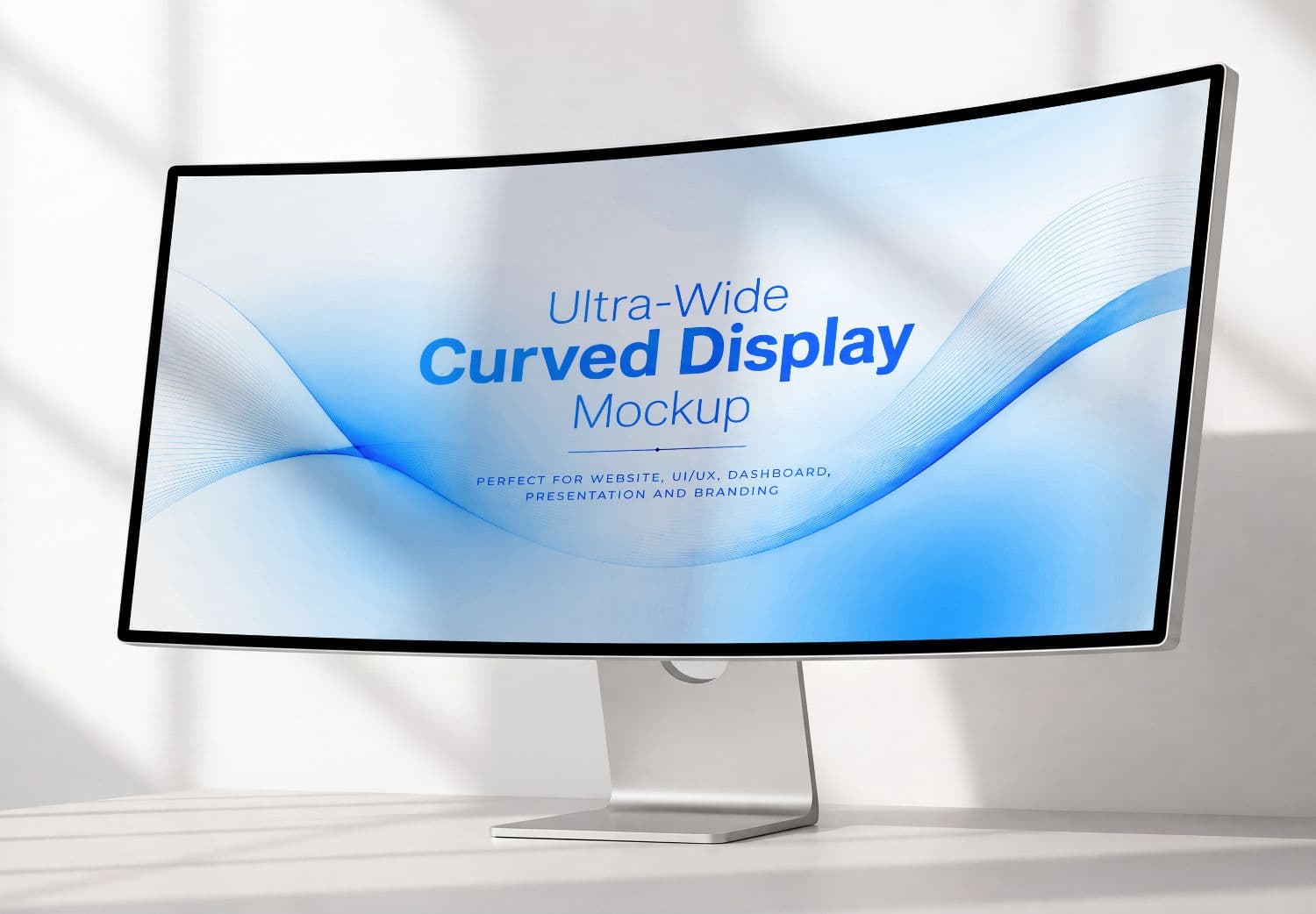 Realistic Curved Monitor Mockup for UI UX, Dashboard and Branding Design