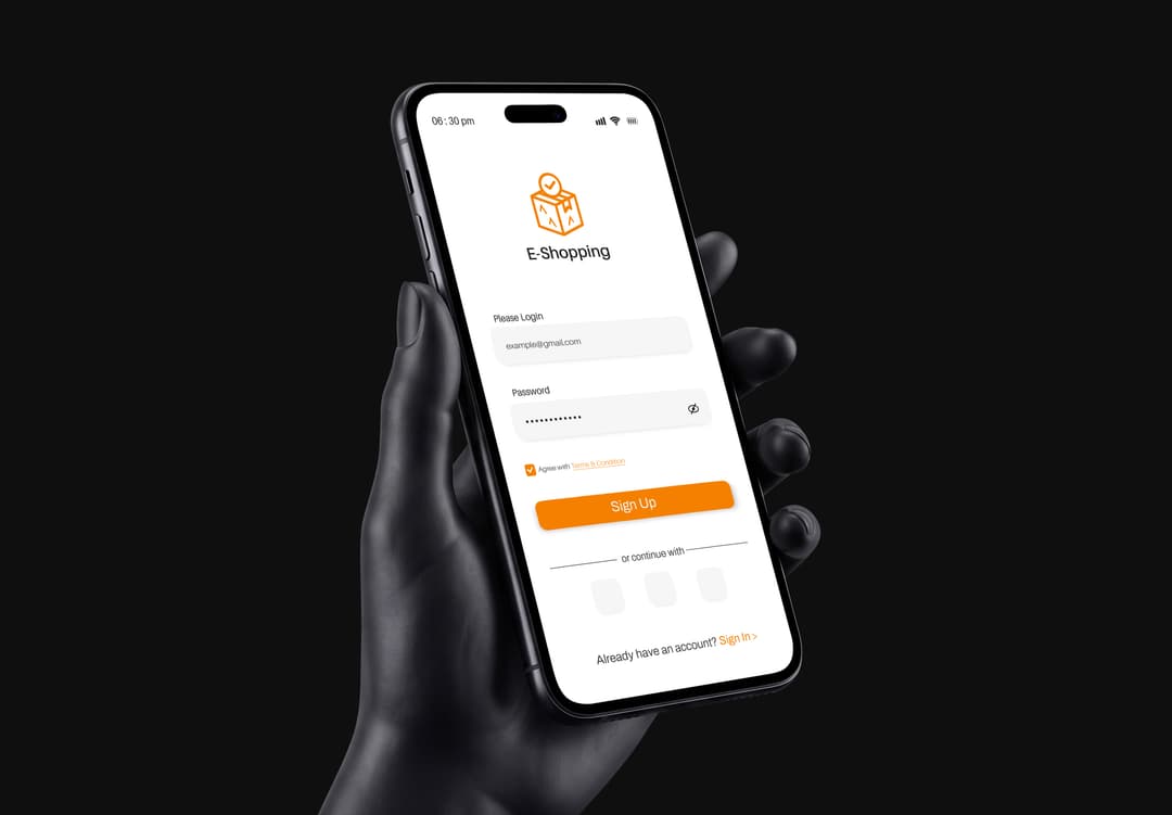 Realistic Hand Holding Smartphone App Mockup