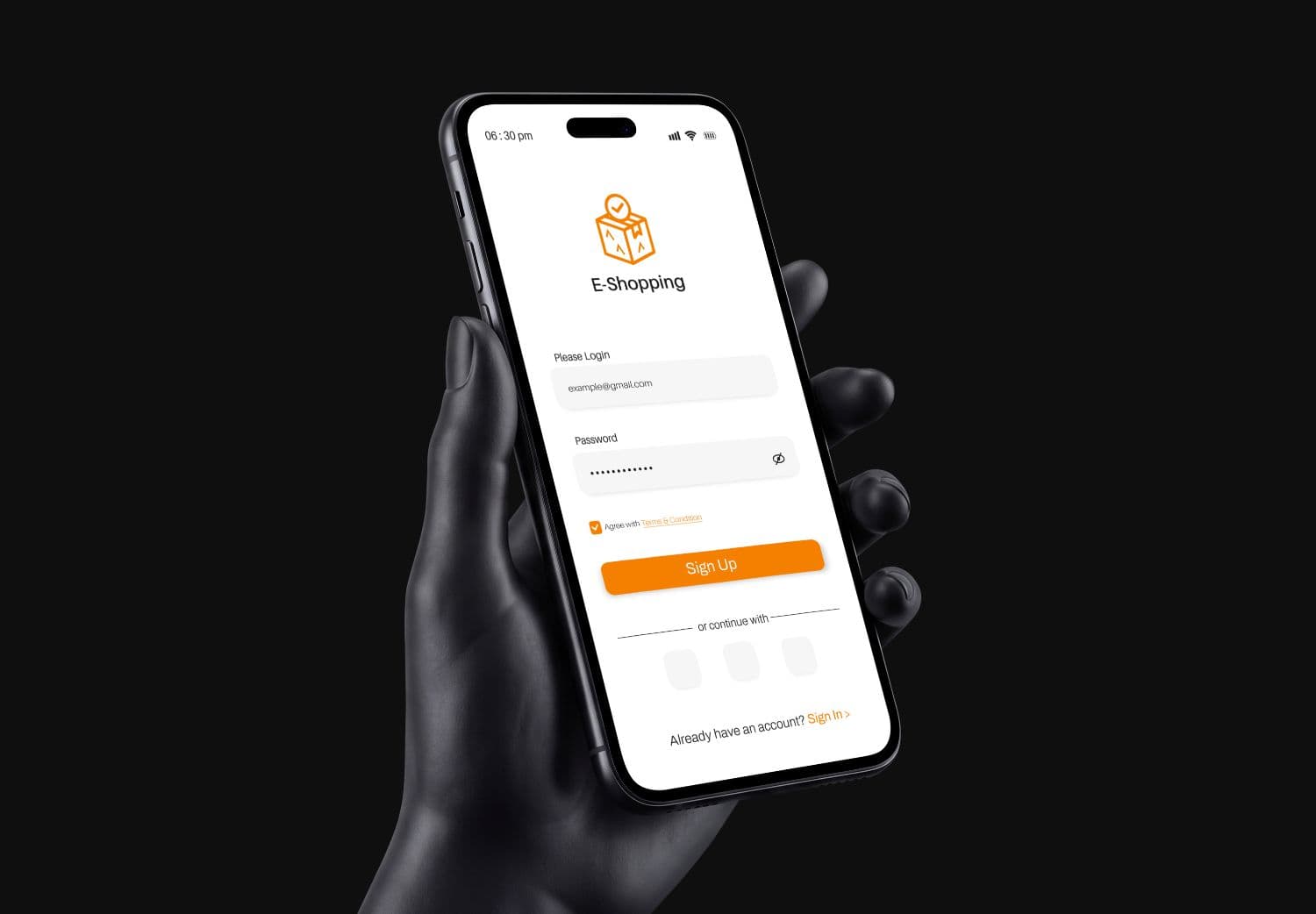 Realistic Hand Holding Smartphone App Mockup