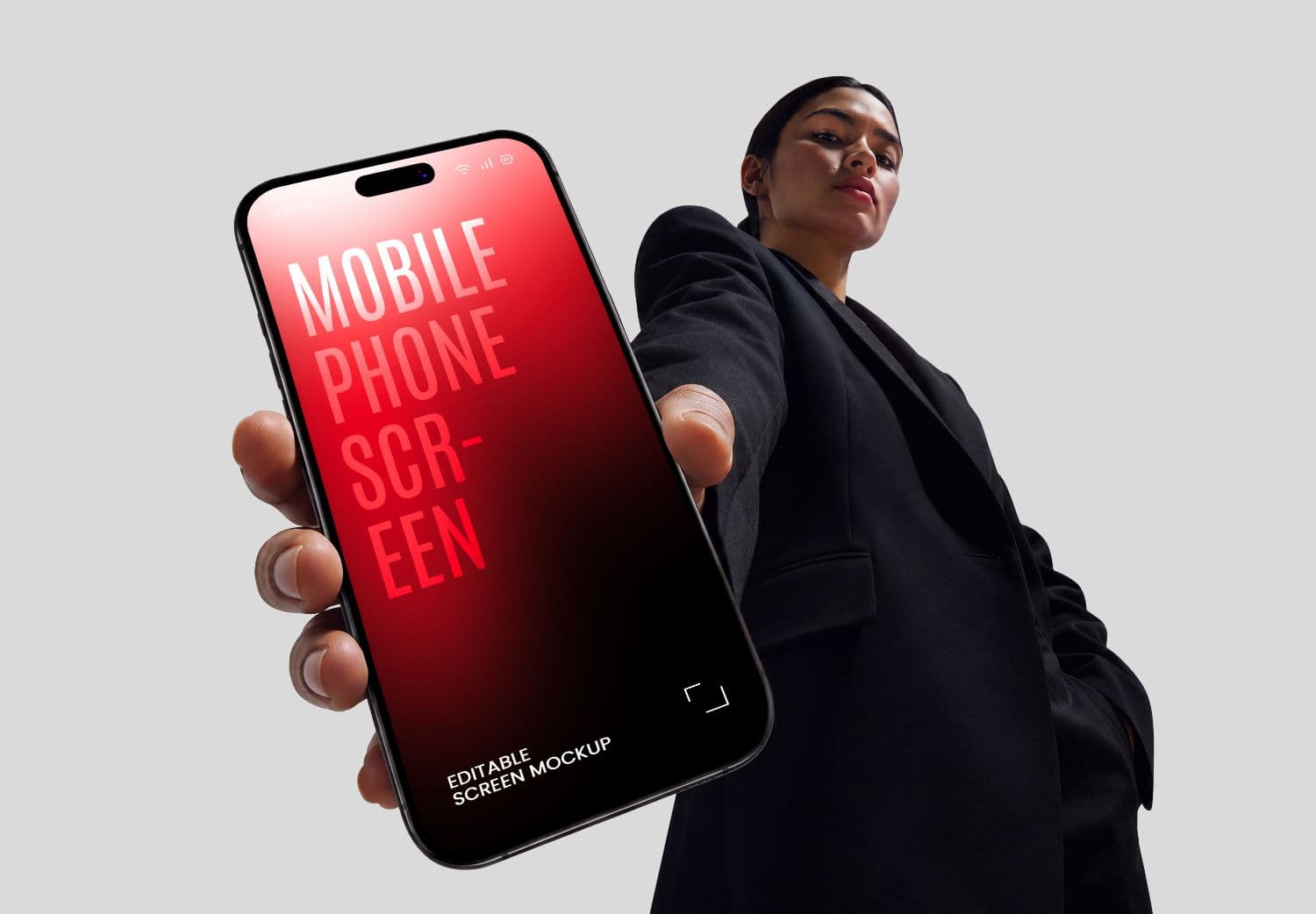 Realistic Handheld Mobile Phone Mockup