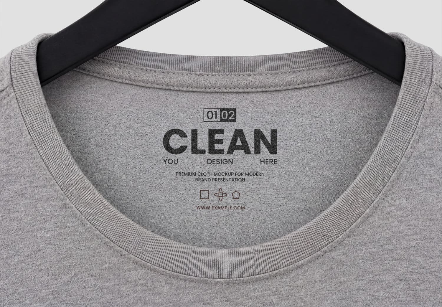 Close Up T-Shirt Neck Label Mockup on Realistic Cotton Fabric