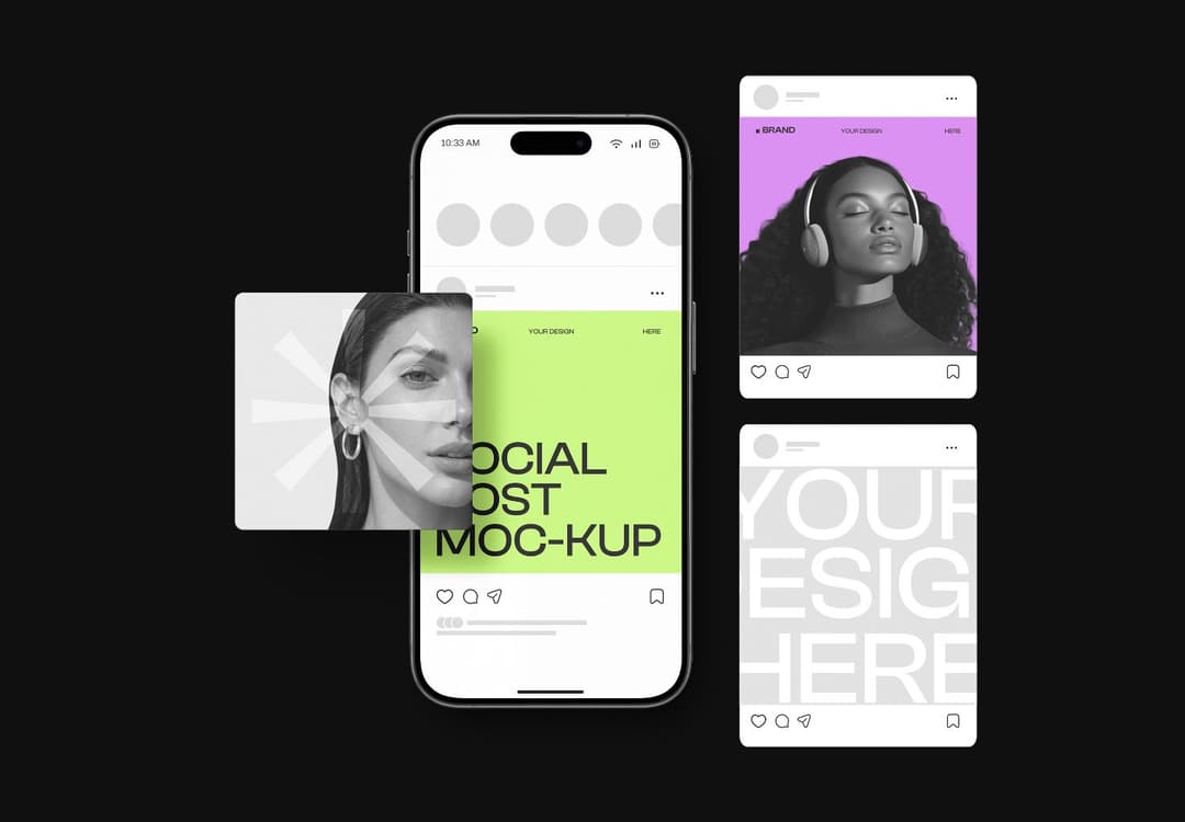 Realistic Social Media Posts Mockup
