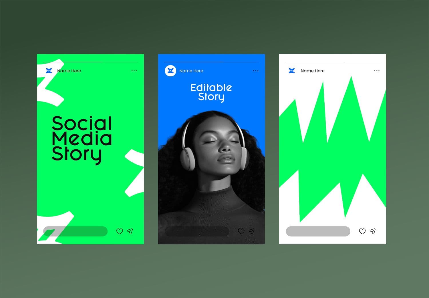 Instagram Story Mockup Set with Three Standing Social Cards