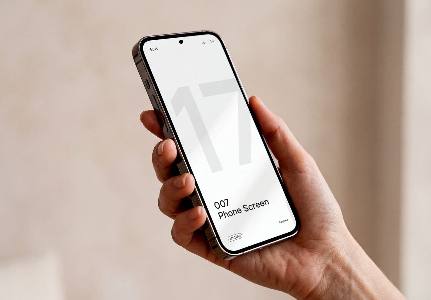 Hand-Held Smartphone Mockup with Angled Screen Presentation