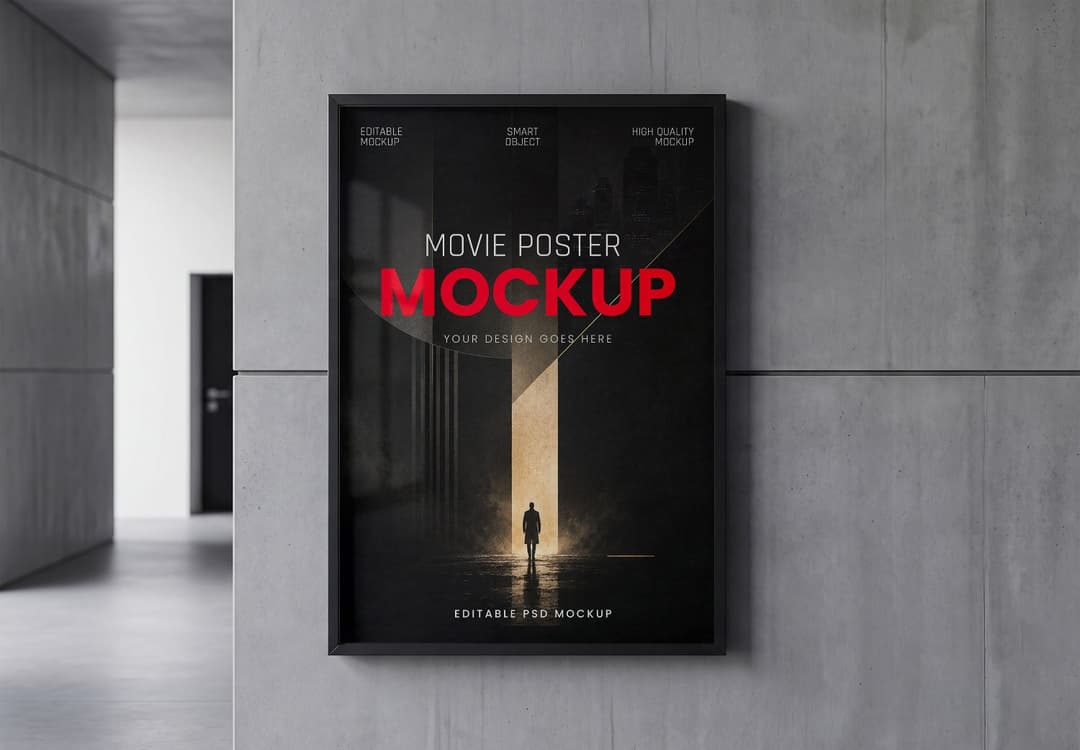 Dark Movie Poster Frame Mockup for Cinema and Film Branding