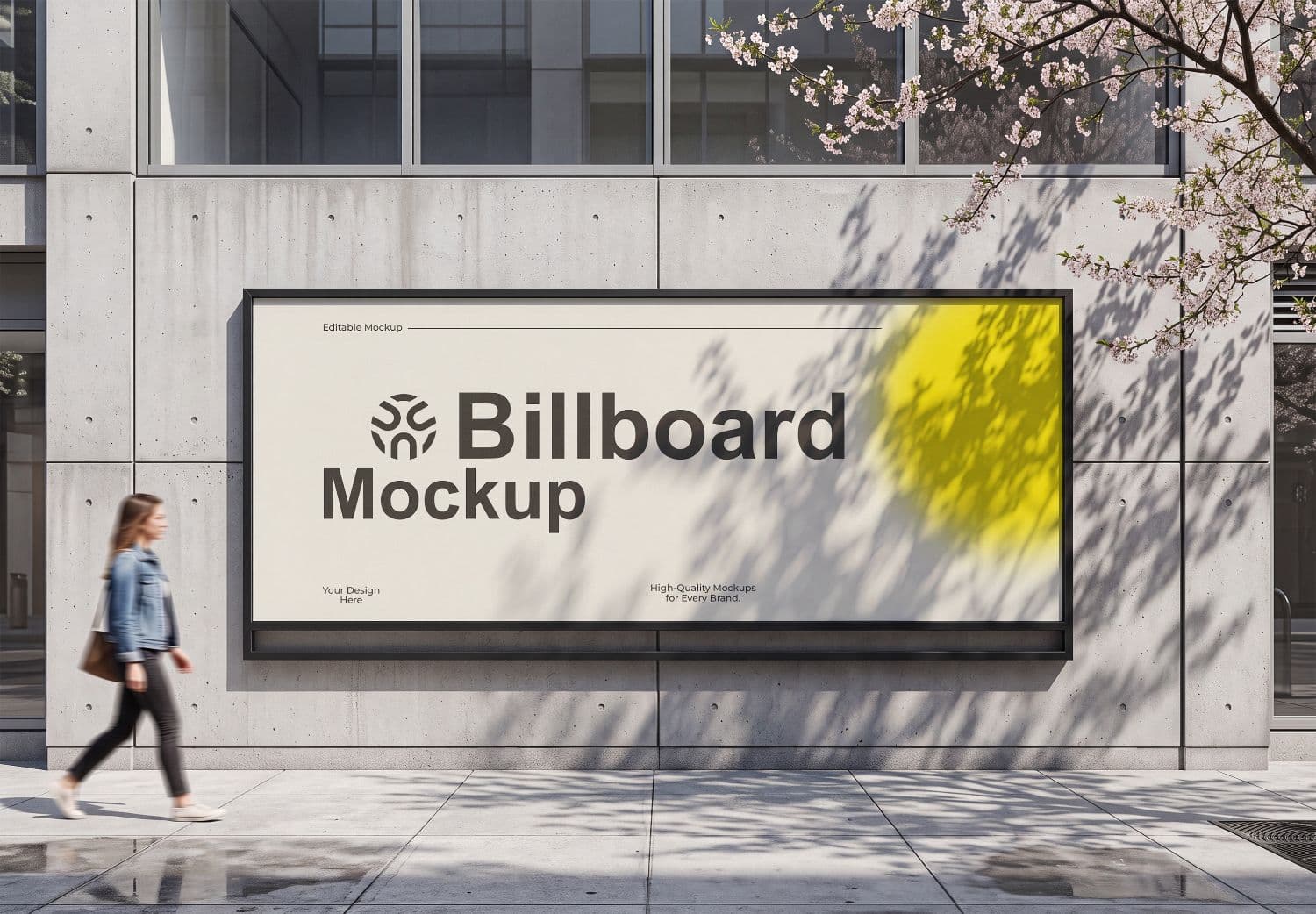 Outdoor Billboard Advertising Mockup on Modern Building Wall