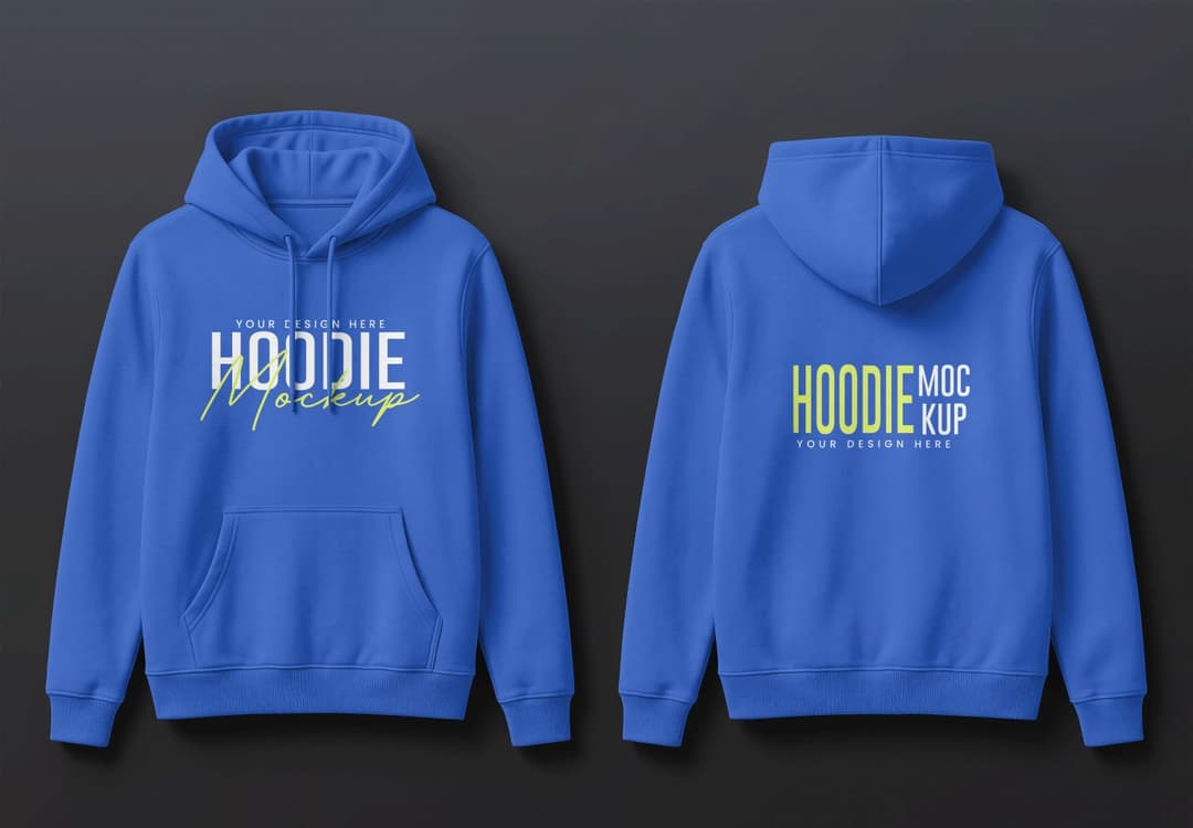 Blue Front and Back Hoodie Mockup for Apparel Branding and Design