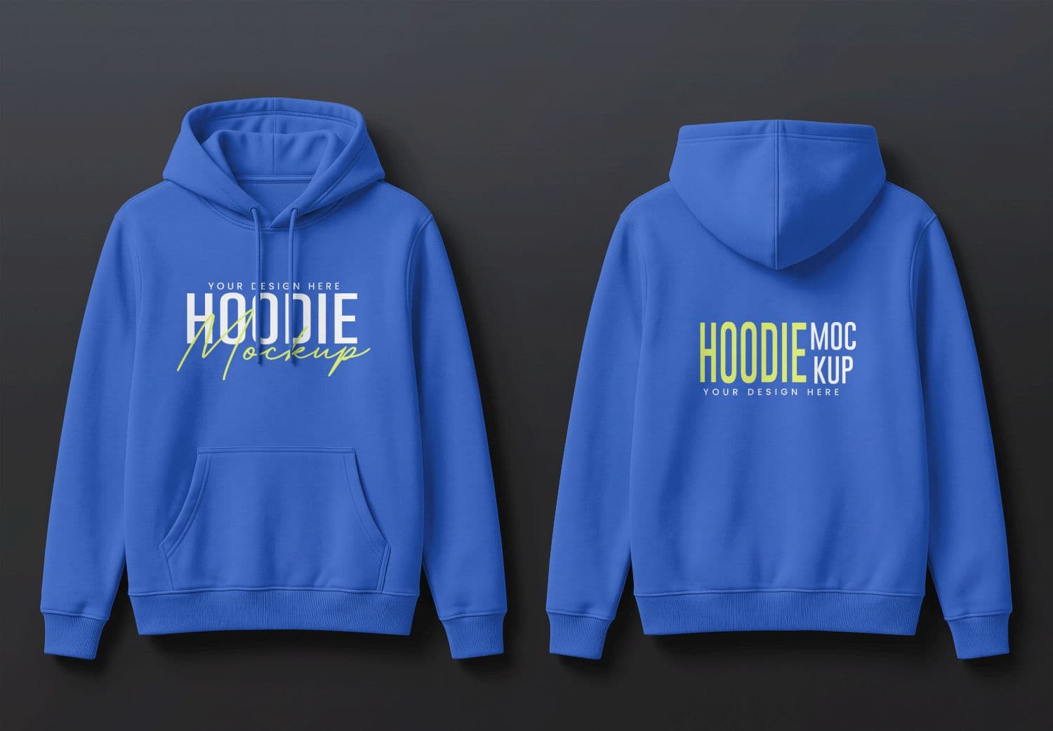 Blue Front and Back Hoodie Mockup for Apparel Branding and Design