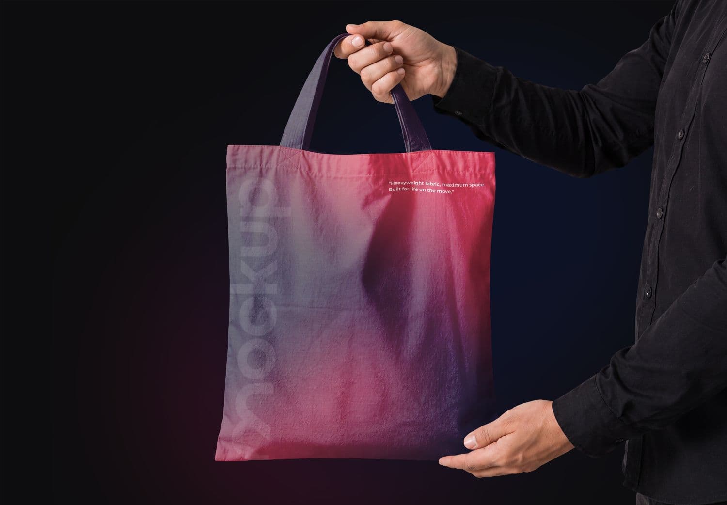 Realistic Tote Bag Mockup Held by Hands with Premium Fabric Presentation