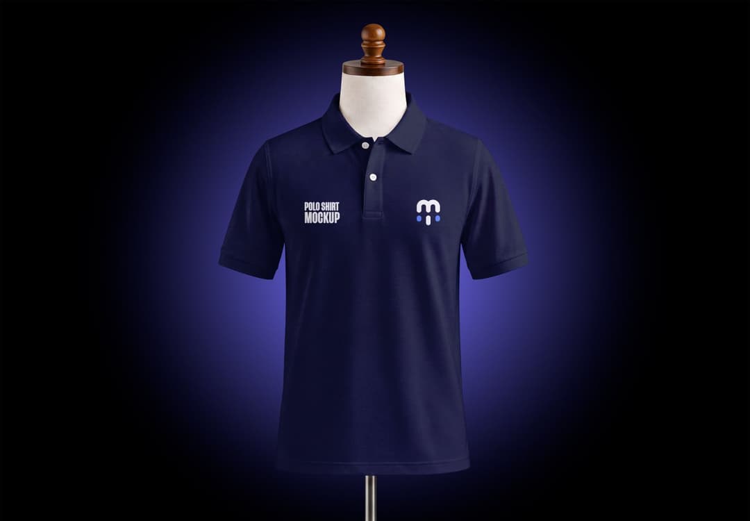 Polo Shirt Mockup on Mannequin with Dark Studio Lighting