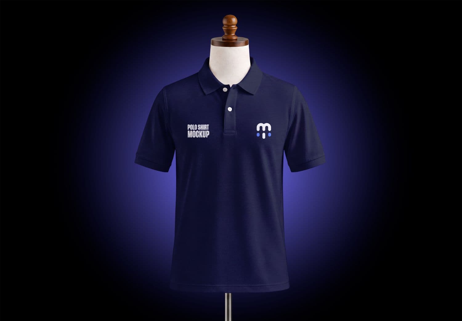 Polo Shirt Mockup on Mannequin with Dark Studio Lighting