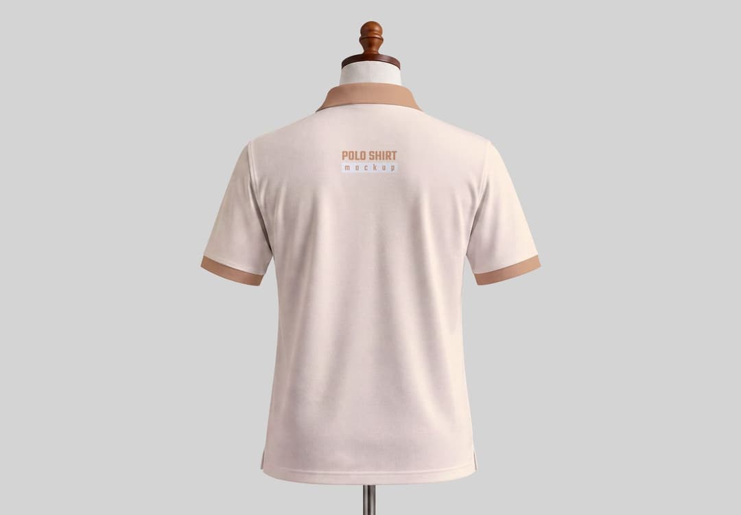 Back View Polo T-Shirt Mockup for Apparel Branding