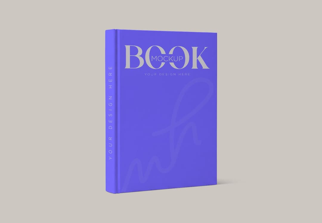 Standing Hardcover Book Mockup with Visible Spine and Front Cover