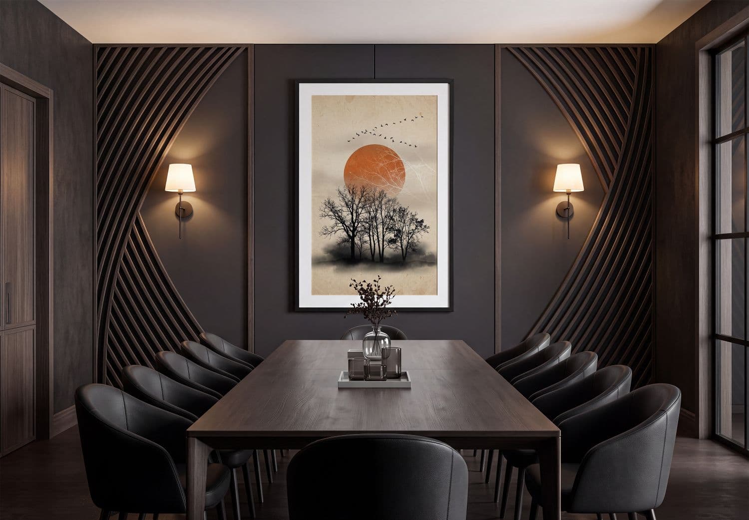Elegant Framed Poster Mockup in Luxury Dining Room Interior
