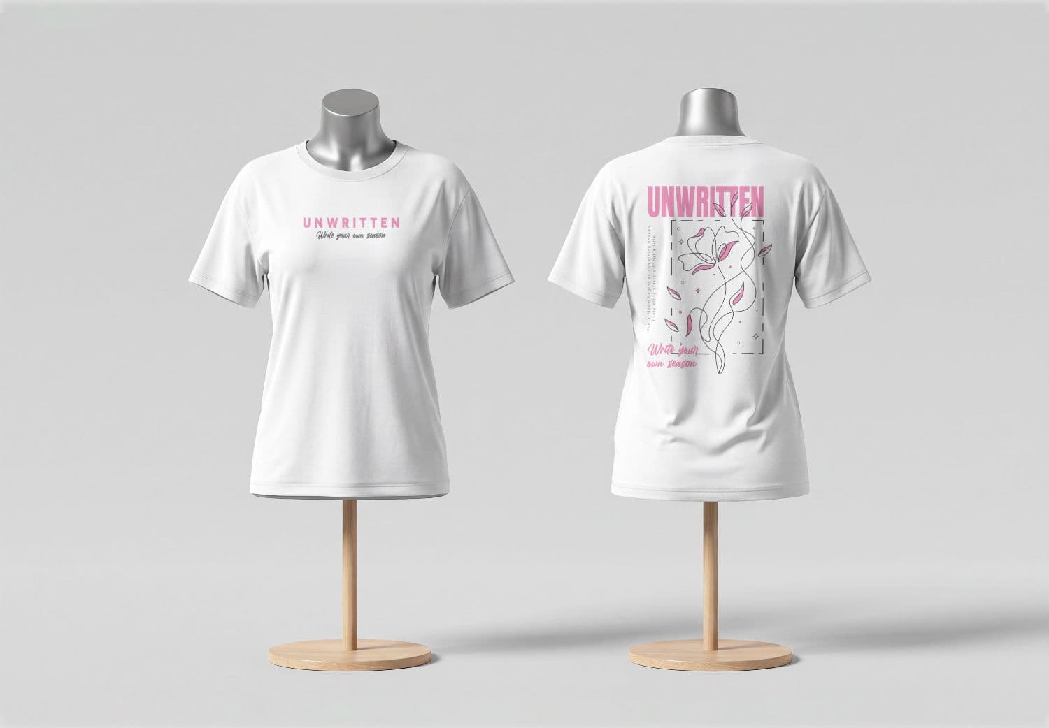 Front and Back T-Shirt Mockup on Mannequin Stand