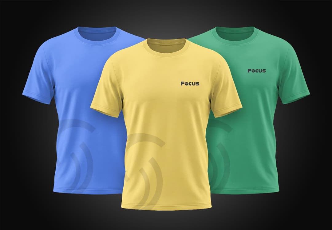 Colorful T-Shirt Branding Mockup with Blue Yellow and Green Tees