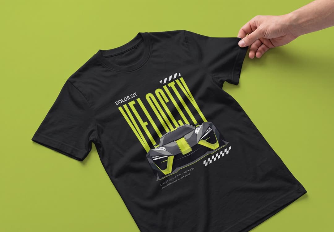 Angled Black T-Shirt Branding Mockup
