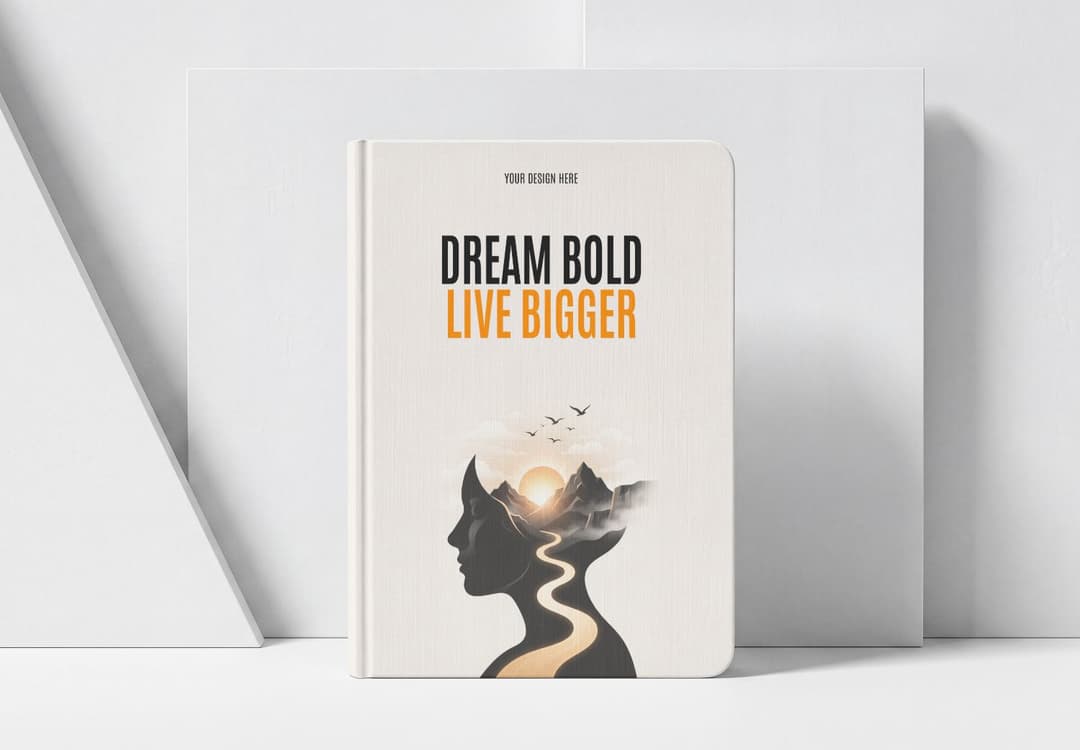 Realistic Hardcover Book Cover Mockup with Minimal Studio Presentation