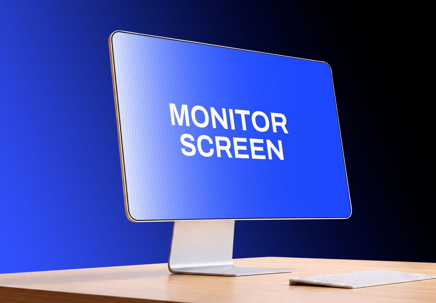 Modern Desktop Monitor Mockup with Tilted Screen on Wooden Desk