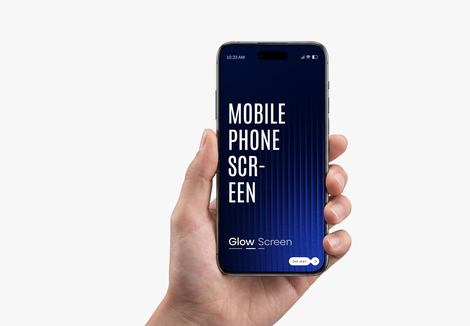 Realistic Smartphone Screen Mockup Held in Hand with Clean White Background
