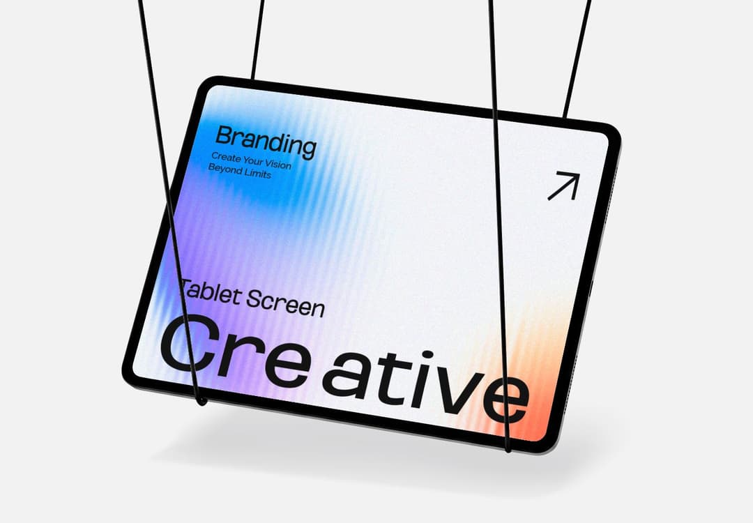 Hanging Tablet Mockup for Branding and Digital Interface Designs
