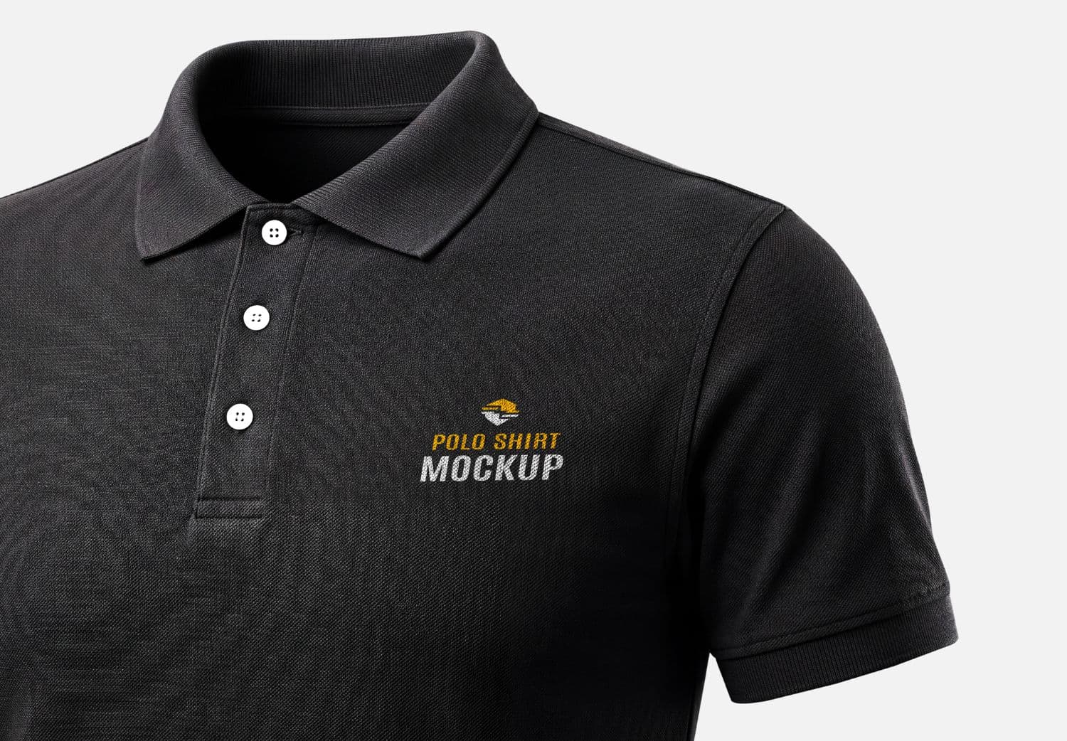 Black Polo Shirt Mockup with Realistic Fabric Texture and Logo Placement