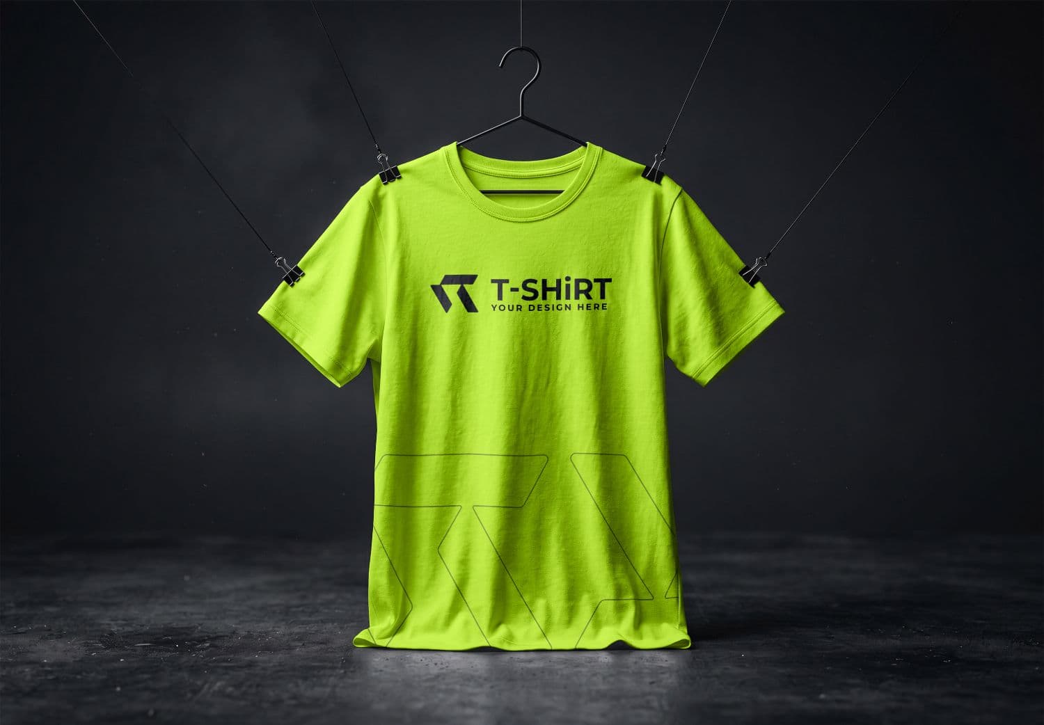 Hanging T-Shirt Mockup with Front Print Area and Suspended Display