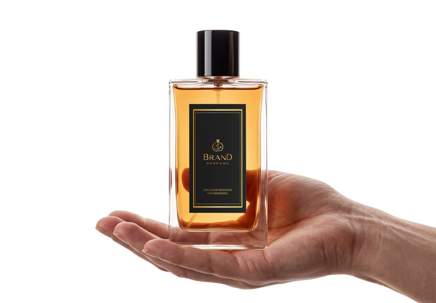Handheld Perfume Bottle Mockup for Fragrance Branding and Packaging
