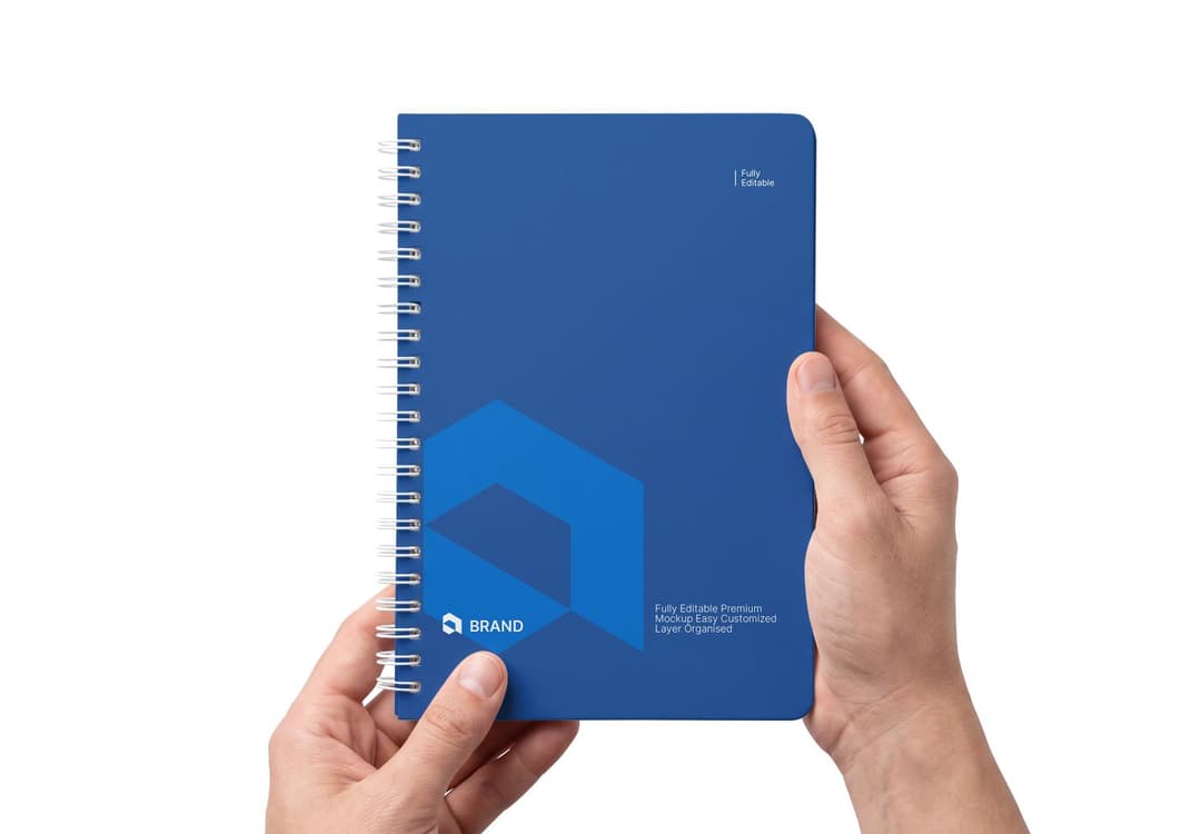 Spiral Bound Notebook Mockup Held in Hands