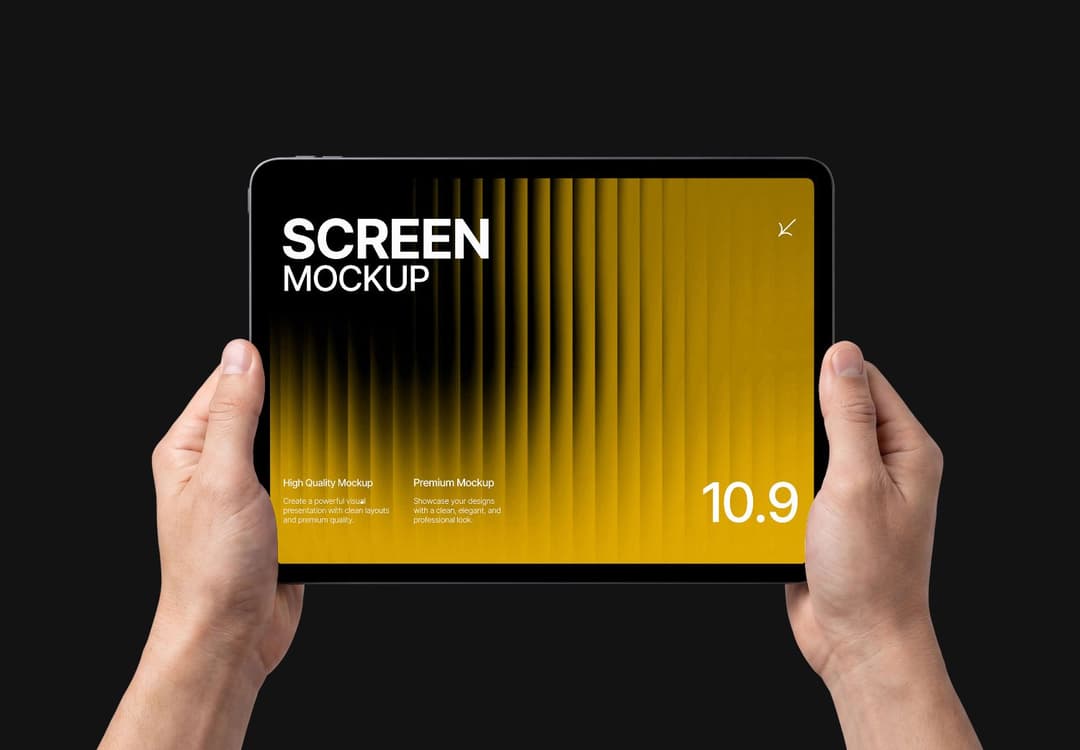 Handheld Tablet Display Mockup for Digital Interface Presentation