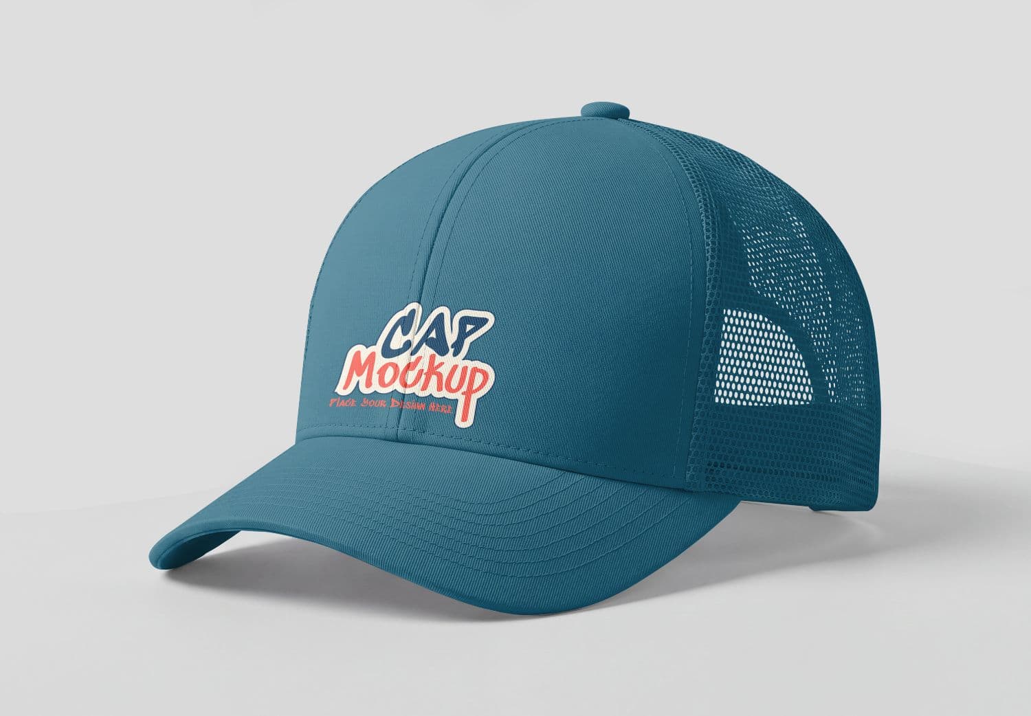 Trucker Hat Mockup with Mesh Panels for Cap Branding