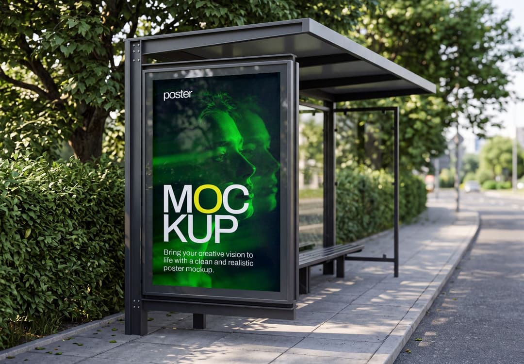 Bus Stop Poster Mockup for Outdoor Advertising Campaigns