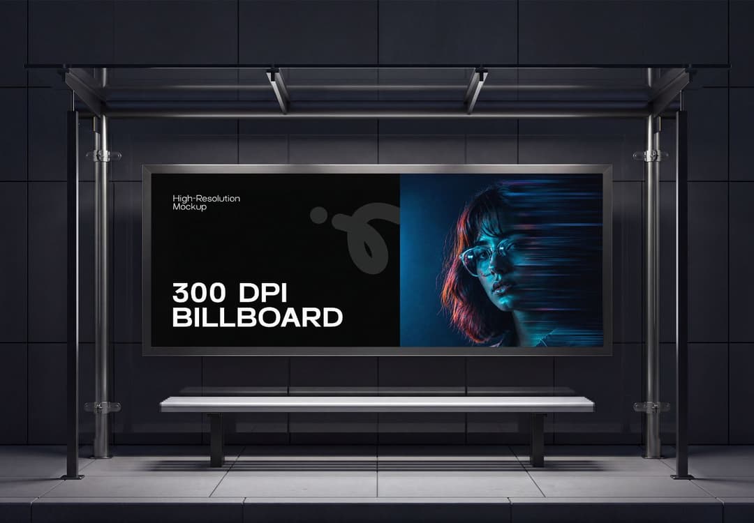 Outdoor Advertising Billboard Mockup with Metal Frame